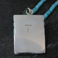 Vintage Navajo Turquoise Opal Kokopelli Pendant on Apatite Bead Necklace Leonard Jim