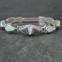 Calvin Begay Opal Sugilite Inlay Sterling Silver JP Link Bracelet