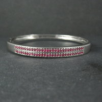 Sterling Silver Ruby Bangle Bracelet 7.25 Inches