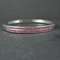 Sterling Silver Ruby Bangle Bracelet 7.25 Inches