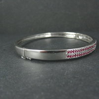 Sterling Silver Ruby Bangle Bracelet 7.25 Inches