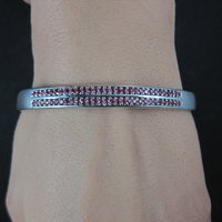 Sterling Silver Ruby Bangle Bracelet 7.25 Inches