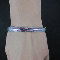 Sterling Silver Ruby Bangle Bracelet 7.25 Inches