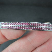 Sterling Silver Ruby Bangle Bracelet 7.25 Inches