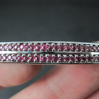 Sterling Silver Ruby Bangle Bracelet 7.25 Inches