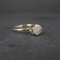 Dainty Vintage 10K High Set Diamond Cluster Ring Size 6