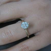 Dainty Vintage 10K High Set Diamond Cluster Ring Size 6