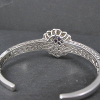 Filigree Gemstone Cuff Bracelet Sterling Silver 6.25" 