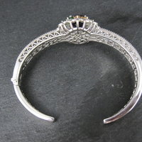 Filigree Gemstone Cuff Bracelet Sterling Silver 6.25" 