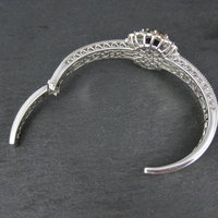 Filigree Gemstone Cuff Bracelet Sterling Silver 6.25" 