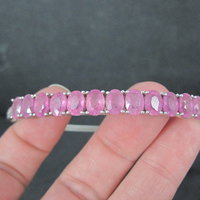 Pink Sapphire Bangle Bracelet Sterling Silver 7 Inches