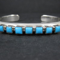 Navajo Kingman Turquoise Cuff Bracelet 6.5 Inches Sterling Silver Thomas Yazzie