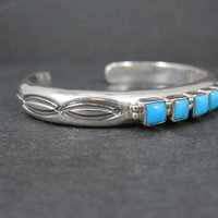 Navajo Kingman Turquoise Cuff Bracelet 6.5 Inches Sterling Silver Thomas Yazzie