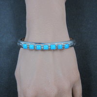Navajo Kingman Turquoise Cuff Bracelet 6.5 Inches Sterling Silver Thomas Yazzie