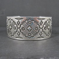 Heavy Thick Native American Sterling Cuff Bracelet 7 Inches Navajo Leander Tahe One of A Kind