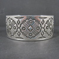 Heavy Thick Native American Sterling Cuff Bracelet 7 Inches Navajo Leander Tahe One of A Kind