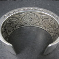 Heavy Thick Native American Sterling Cuff Bracelet 7 Inches Navajo Leander Tahe One of A Kind