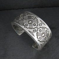 Heavy Thick Native American Sterling Cuff Bracelet 7 Inches Navajo Leander Tahe One of A Kind