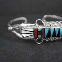 Dainty Zuni Inlay Cuff Bracelet 6.25 Inches