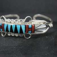 Dainty Zuni Inlay Cuff Bracelet 6.25 Inches