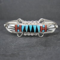 Dainty Zuni Inlay Cuff Bracelet 6.25 Inches