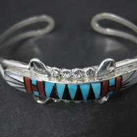 Dainty Zuni Inlay Cuff Bracelet 6.25 Inches