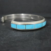 Native American Turquoise Inlay Cuff Bracelet 6 Inches Zuni