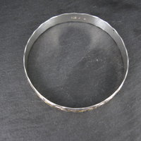 Sterling Silver and 8K Bamboo Bangle Bracelet 7.5 Inches