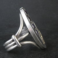 Navajo Sugilite Feather Cuff Bracelet Wilbert Cora Vandever 6.25" Sterling Silver & 14K Yellow Gold