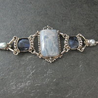 Vintage Sterling Quartz Sodalite Pearl Bracelet Sajen