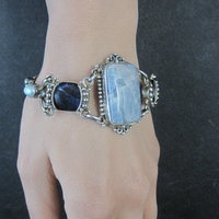 Vintage Sterling Quartz Sodalite Pearl Bracelet Sajen