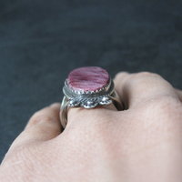 Vintage Southwestern Sterling Purple Spiny Oyster Ring Size 9 Signed