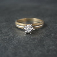 Simple Vintage 10K Diamond Illusion Solitaire Engagement Ring Size 6