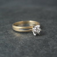 Simple Vintage 10K Diamond Illusion Solitaire Engagement Ring Size 6