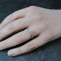 Simple Vintage 10K Diamond Illusion Solitaire Engagement Ring Size 6