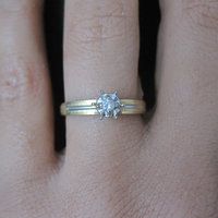Simple Vintage 10K Diamond Illusion Solitaire Engagement Ring Size 6