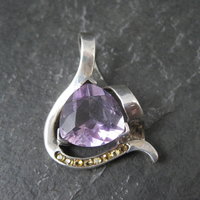 Huge Vintage Sterling Amethyst and Citrine Pendant