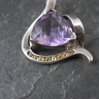 Huge Vintage Sterling Amethyst and Citrine Pendant