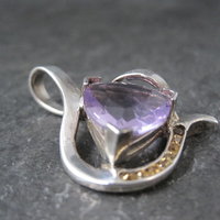 Huge Vintage Sterling Amethyst and Citrine Pendant