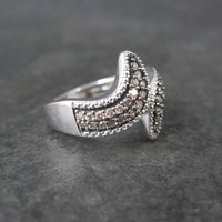Champagne Diamond Ring Size 5 Sterling Silver Estate Jewelry