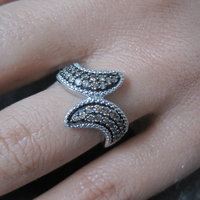 Champagne Diamond Ring Size 5 Sterling Silver Estate Jewelry