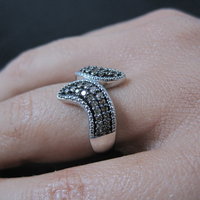 Champagne Diamond Ring Size 5 Sterling Silver Estate Jewelry