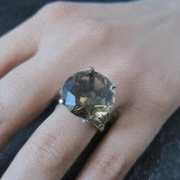 Large Antique Victorian 14K Smoky Quartz Ring Size 7