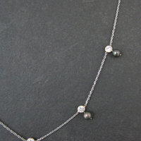 Vintage 14K Peacock Pearl CZ Necklace 17 Inches