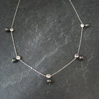 Vintage 14K Peacock Pearl CZ Necklace 17 Inches