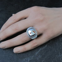 Vintage Sterling 18K Picasso Inlay Ring Size 5.5 Eric Grossbardt
