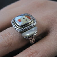 Vintage Sterling 18K Picasso Inlay Ring Size 5.5 Eric Grossbardt
