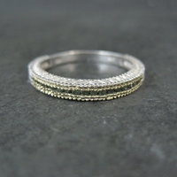 Sterling Silver Green and Yellow Diamond Stacking Rings Size 9 Set of 2 Bands