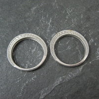Sterling Silver Green and Yellow Diamond Stacking Rings Size 9 Set of 2 Bands