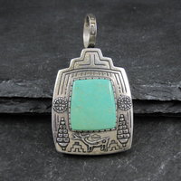 Carol Felley Turquoise Reversible Kachina Pendant Sterling Silver
